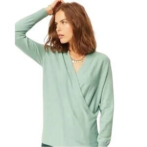 J. Jill Wrap Sweater Lucite Heather Blue Green Pullover Knit Size L